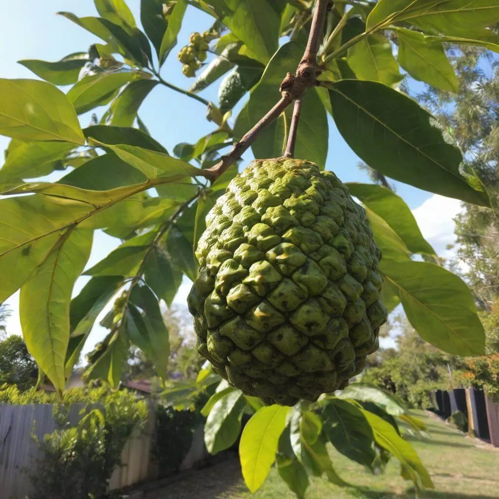 Annona muricata gyümölcsök a fán