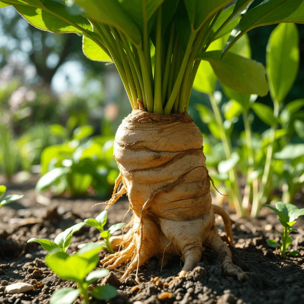 Ginseng gyökér a kertben